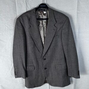 Marni Mens Silk Wool Blazer Sport Coat 42 Brown Tan Micro Check Made in Canada